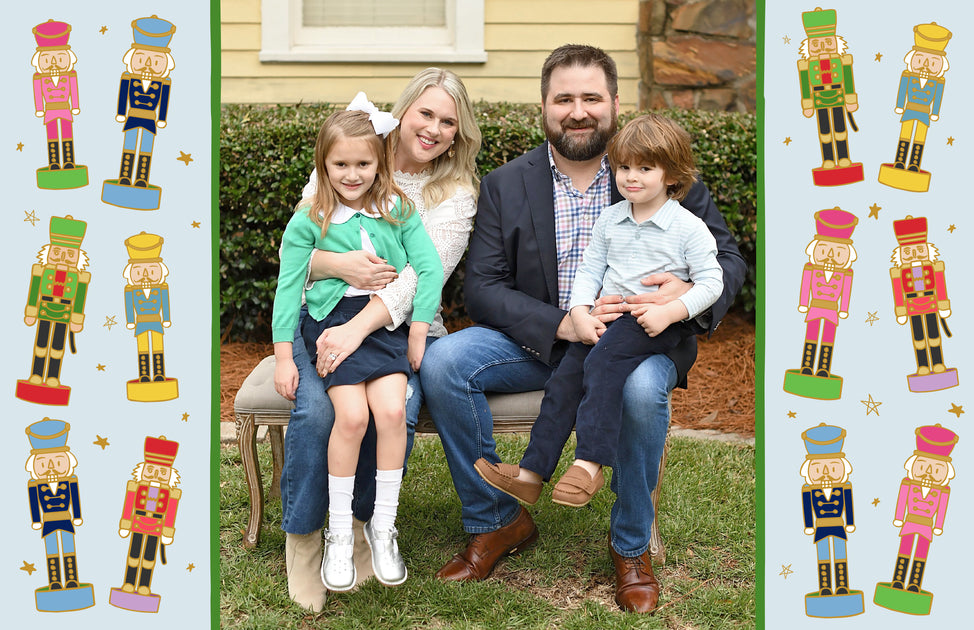 Colorful Nutcrackers Frame Landscape Christmas Card Sweet Caroline