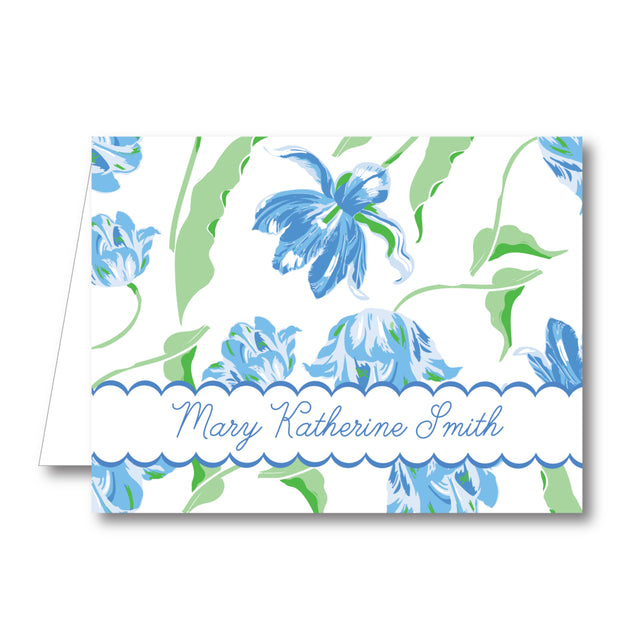 Blue Tulips Folded Notecard