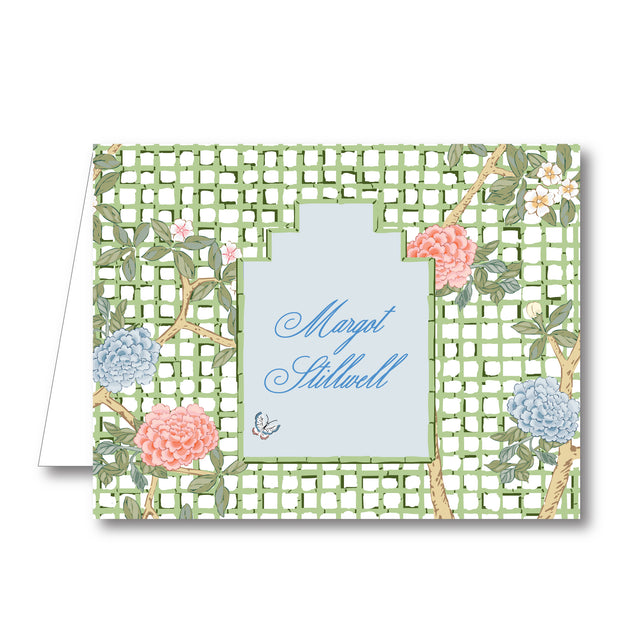 Chinoiserie Blooms Trellis Folded Notecard