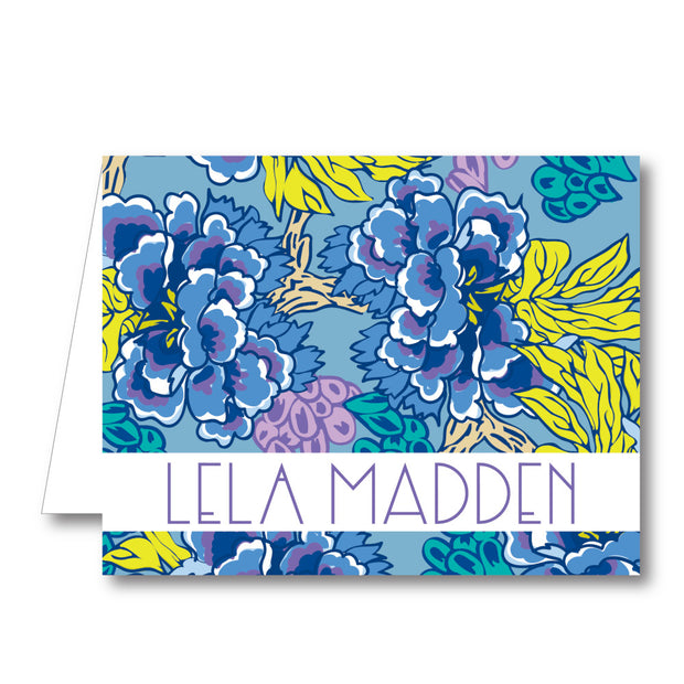Blue Chinoiserie Folded Notecard