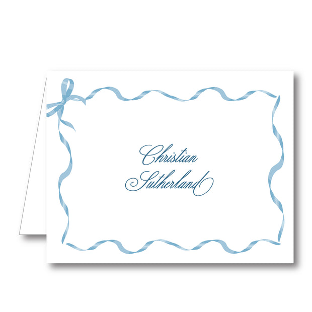 Blue Ribbon Folded Notecard