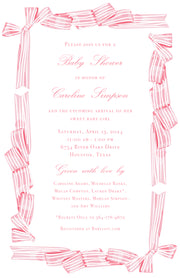 Pink Stripe Ribbon Invitation
