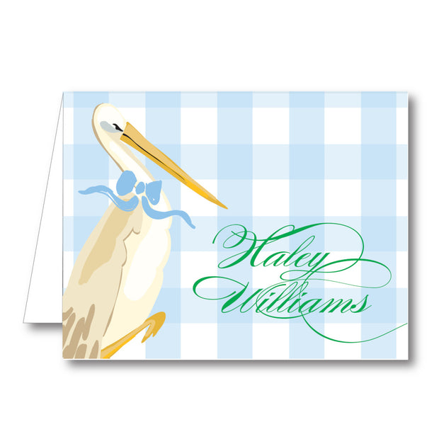 Baby Boy Stork Folded Notecard