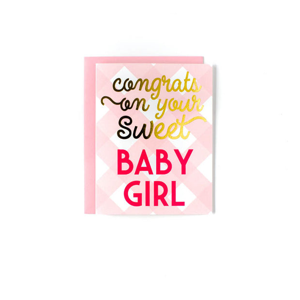 Baby Girl Check Greeting Card