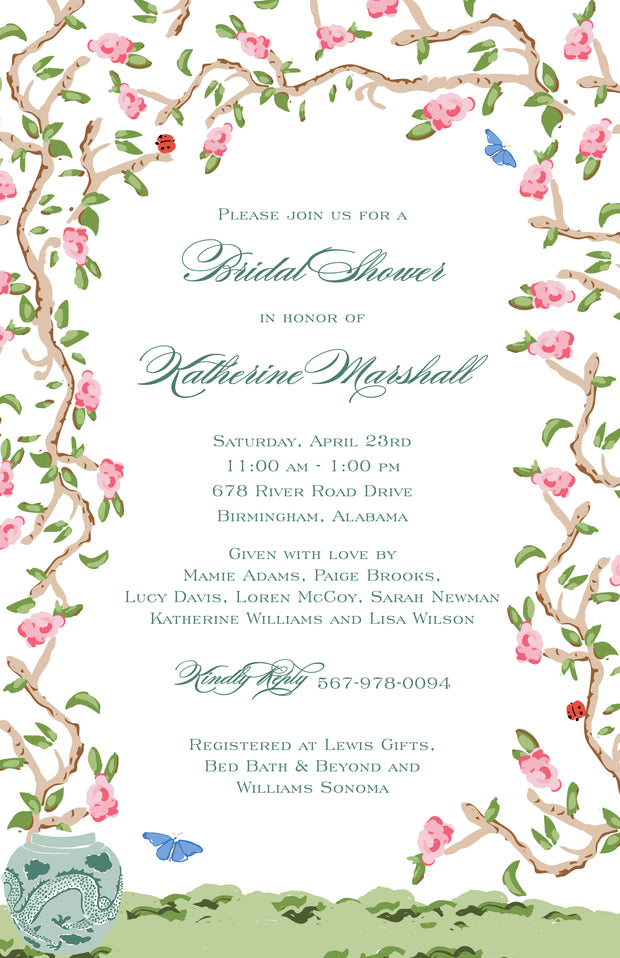 Abstract Chinoiserie Invitation - Portrait