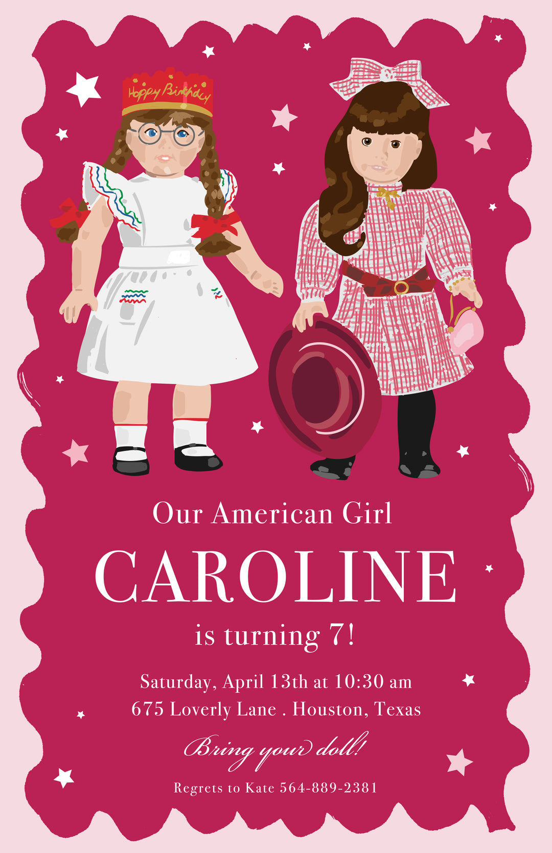 American Girl Invitation Cards Girls Birthday Invitation Templates