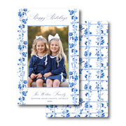 Bespoke Blue Trellis - Portrait Christmas Card