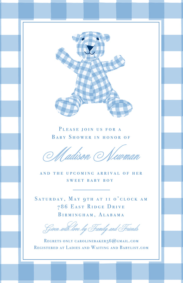 Blue Bear Border Invitation