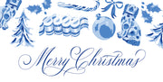 Blue Christmas Toile - Horizontal Gift Tag