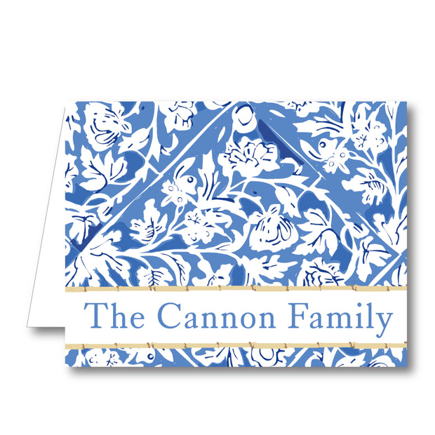 Blue Floral Folded Notecard