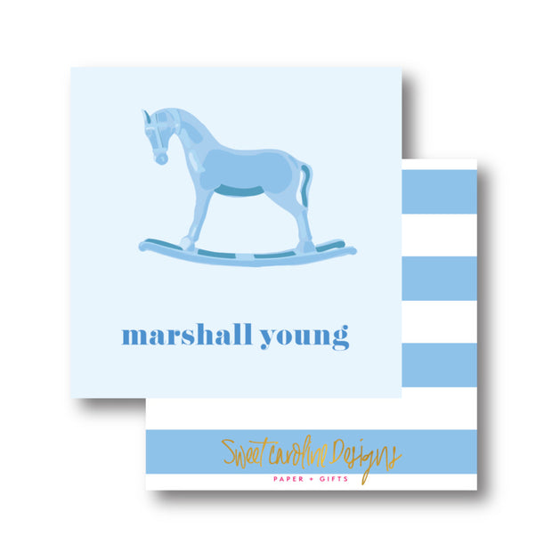 Blue Rocking Horse Calling Card