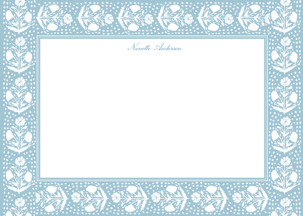 Blue Scallop Flower Stationery