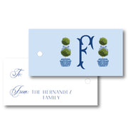 Blue Topiary - Horizontal Gift Tag