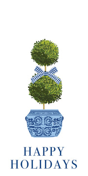 Blue Topiary - Vertical Gift Tag