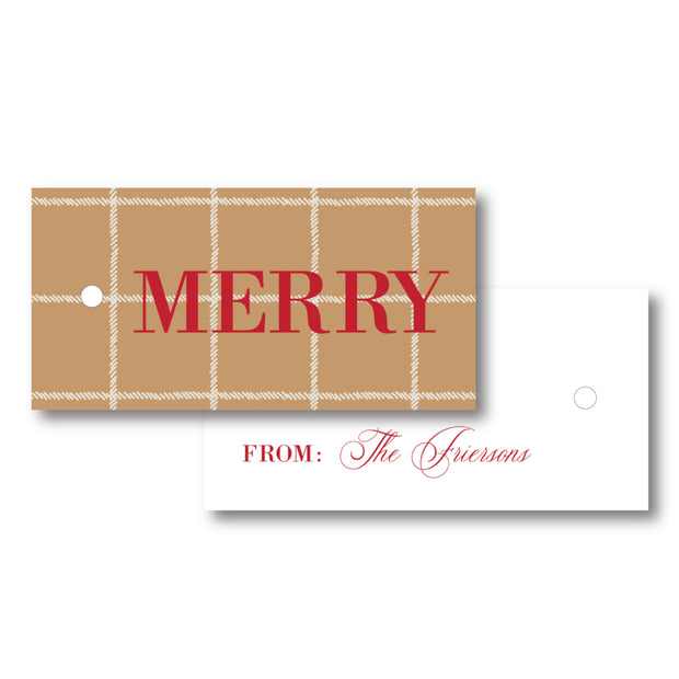 Camel Plaid - Horizontal Gift Tag