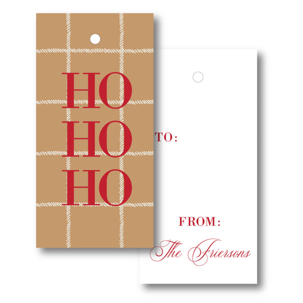 Camel Plaid - Vertical Gift Tag