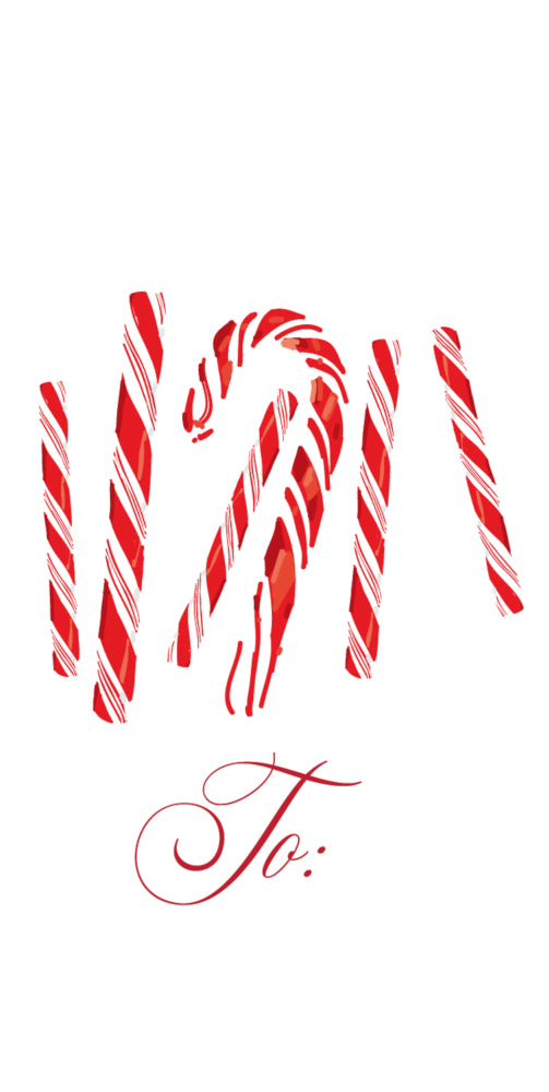 Candy Cane - Vertical Gift Tag