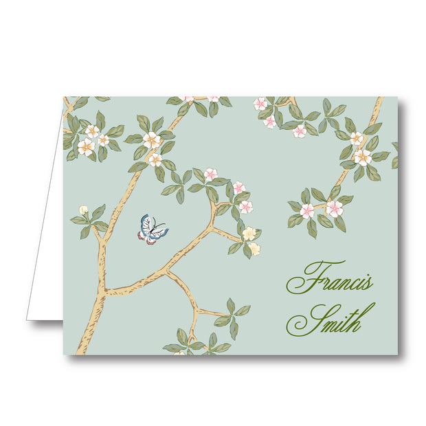Chinoiserie Branch - Green Folded Notecard