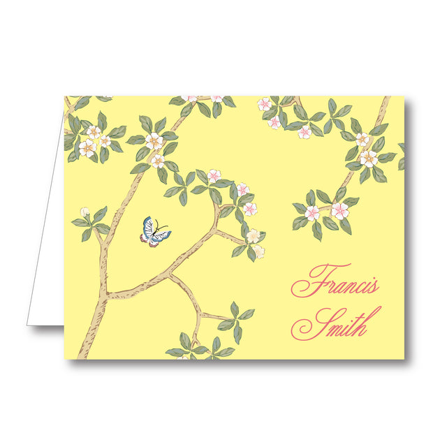 Chinoiserie Branch - Yellow Folded Notecard