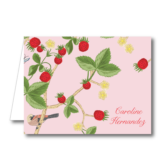 Chinoiserie Strawberry Folded Notecard