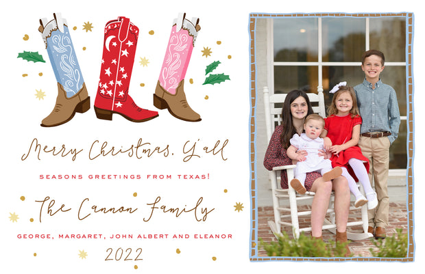 Christmas Boots - Landscape Christmas Card