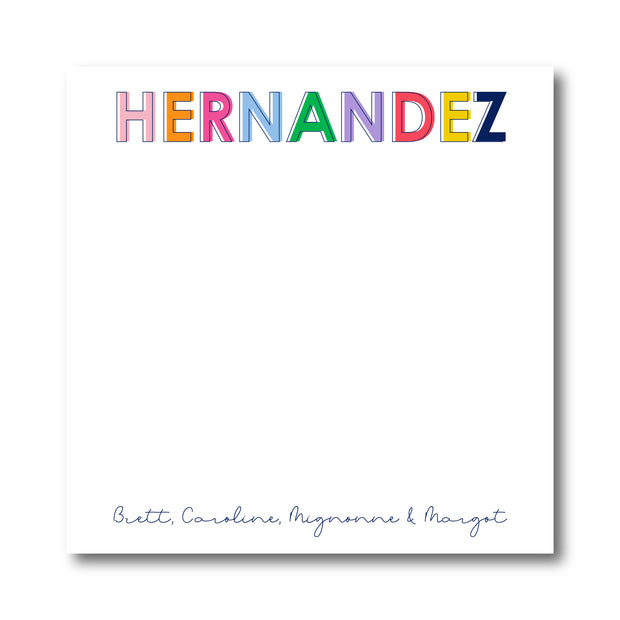 Family Name Square Notepad