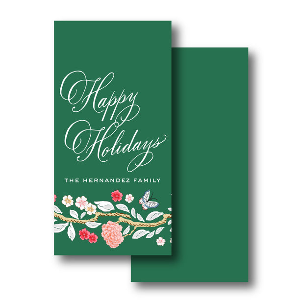 Floral Branch Chinoiserie Green Gift Tag