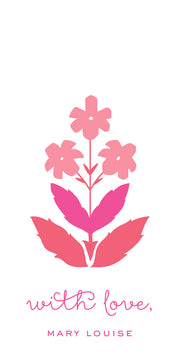 Flower Block Print Pink Gift Tag
