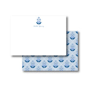 Flower Block Print Blue Stationery