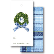 Gingham Wreath - Vertical Gift Tag