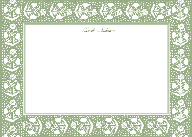 Green Scallop Flower Stationery
