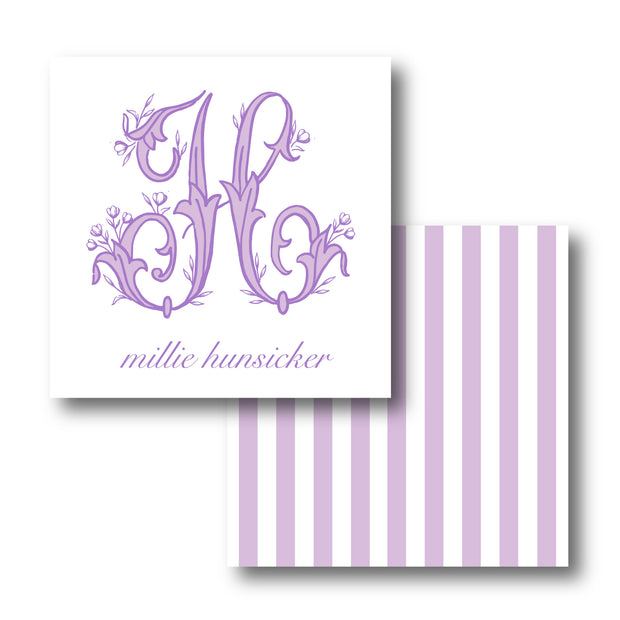 Lavender Floral Monogram Bag Tag