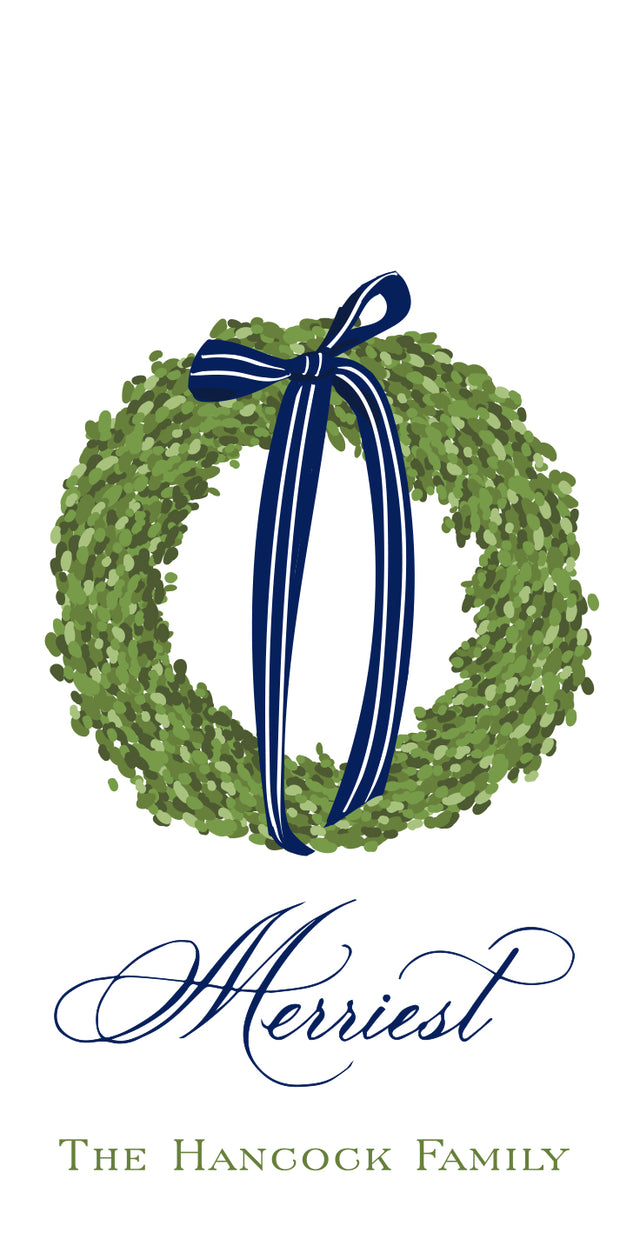 Navy Stripe Garland Gift Tag