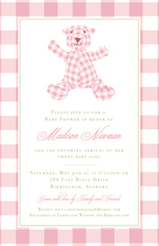 Pink Bear Border Invitation