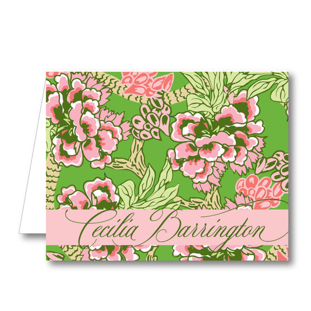 Pink Chinoiserie Folded Notecard