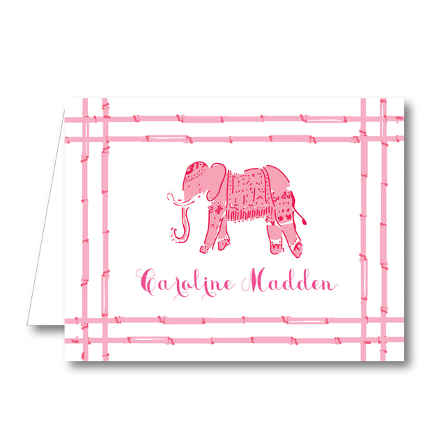 Pink Elephant Folded Notecard