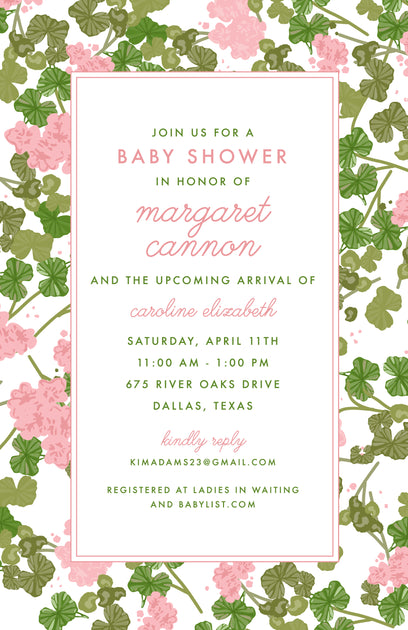 Pink Geranium Invitation – Sweet Caroline Designs