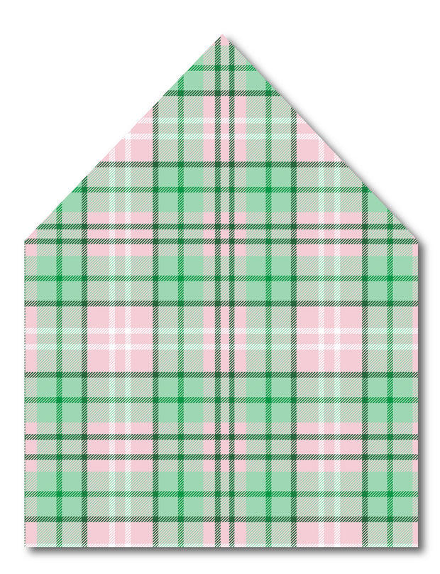 Pink Green Plaid Bow Envelope Liner