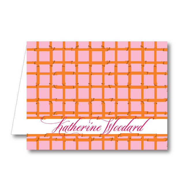 Pink Orange Bamboo Folded Notecard