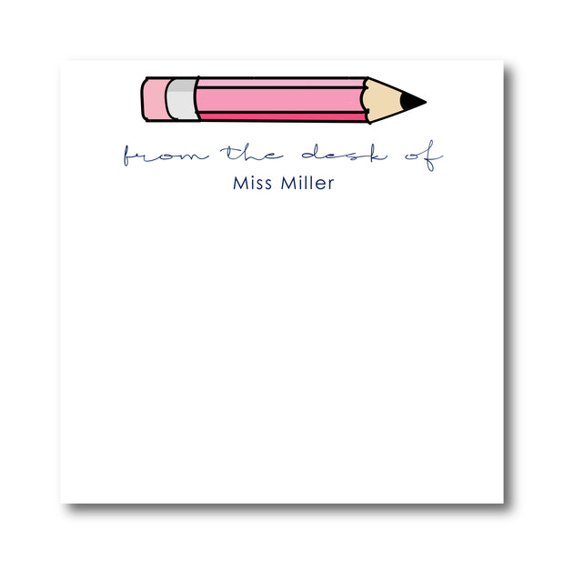 Pink Pencil Square Notepad