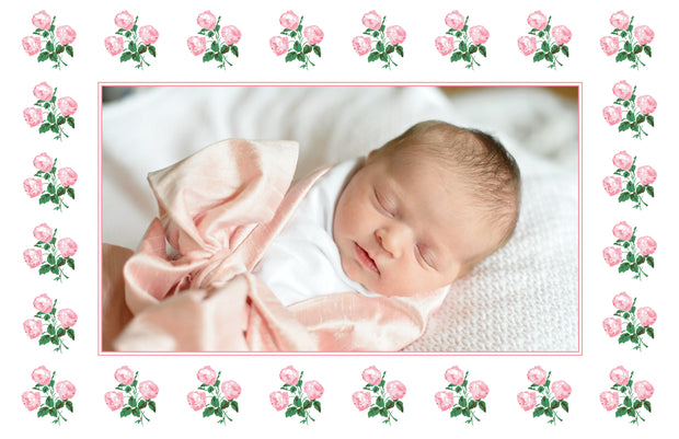 Pink Rose Bouquet Birth Announcement