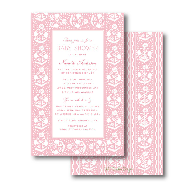 Pink Scallop Flower Invitation