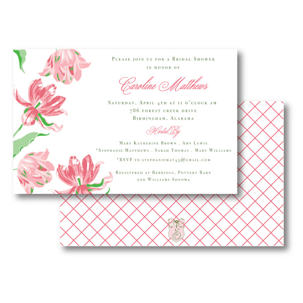Pink Tulips Invitation - Landscape