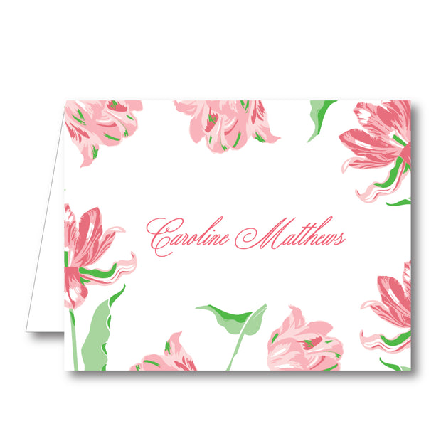 Pink Tulips Folded Notecard
