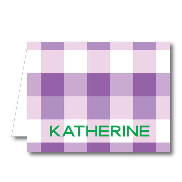 Purple Check Folded Notecard