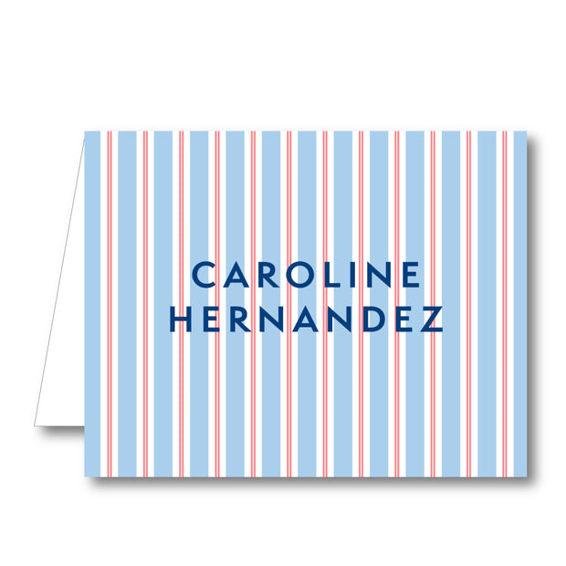 Red Blue Stripe Folded Notecard
