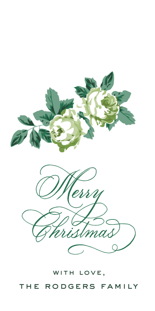 Rose Chintz Green Gift Tag