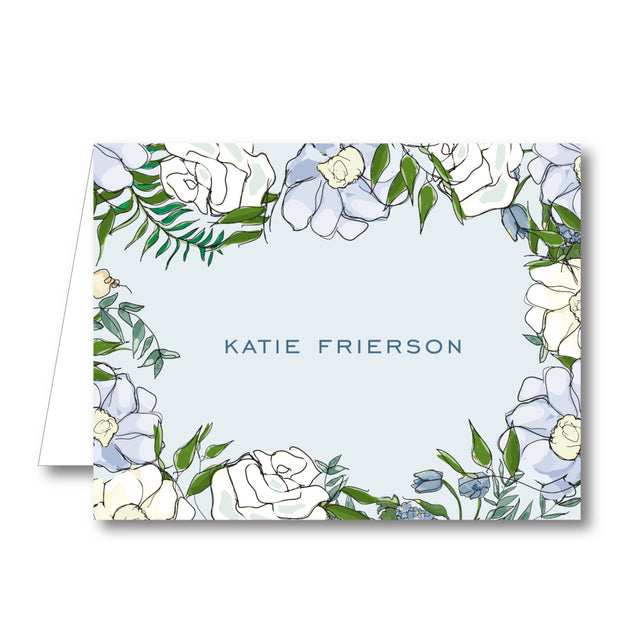 Spring Floral - Blue Folded Notecard