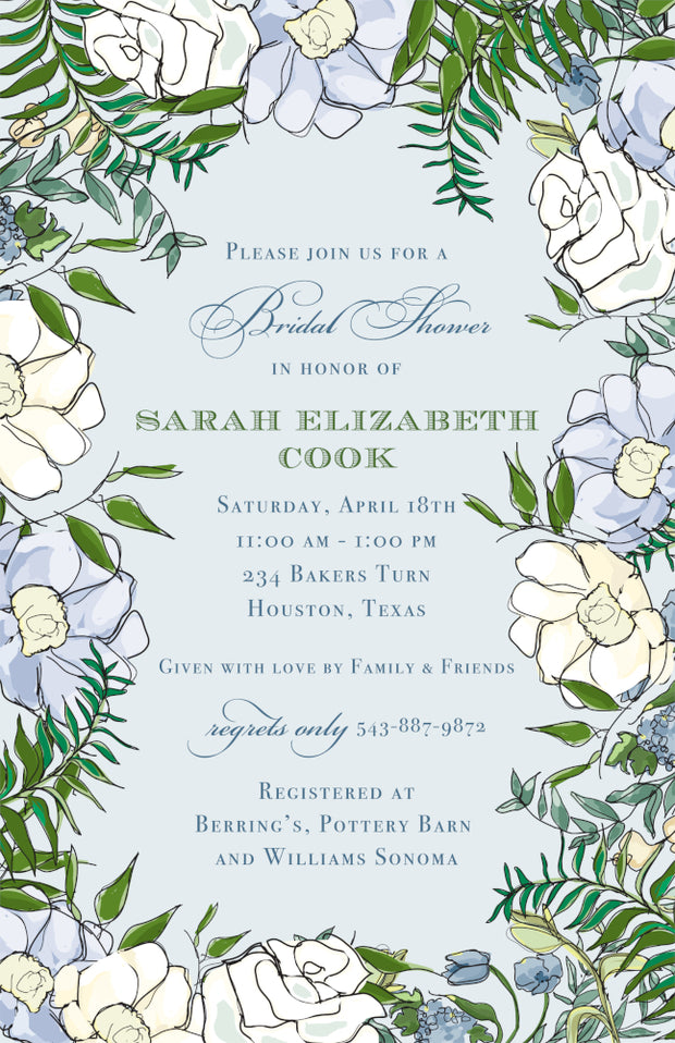 Spring Floral - Blue Invitation
