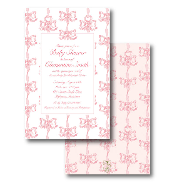 Pink & White Vintage Bows Invitation